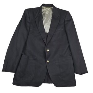 Vintage Mens Navy Blue Two Button Blazer Sport Coat Webster Size 44 R
